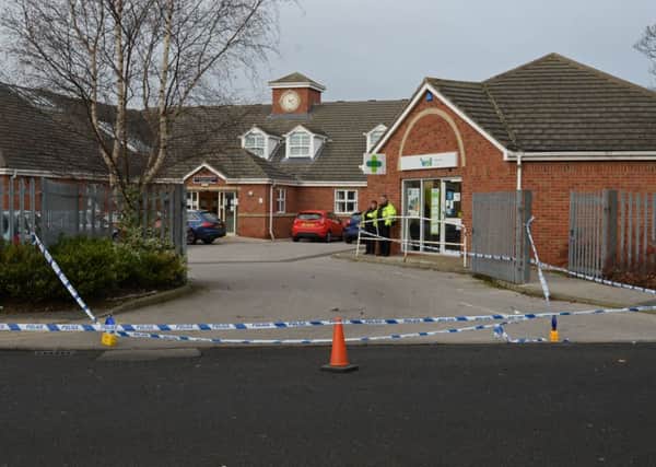 Police cordon at The Rossington Practice on Grange Lane after a man suffers stab wounds. Picture: Marie Caley
