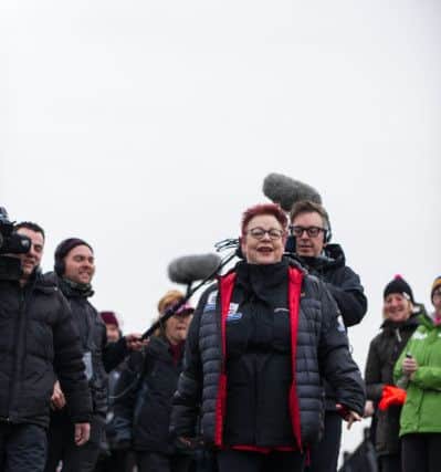 Handout photo of Jo Brand in Hull as she sets off on Day One of her BT Sport Relief Challenge. PRESS ASSOCIATION Photo. Issue date: Friday January 22, 2016. Brand is setting off on a Sport Relief challenge which will see her walk 150 miles coast-to-coast, from Hull to Liverpool, in seven days. See PA story CHARITY Brand. Photo credit should read: Ian Tuttle/Comic Relief/PA Wire

NOTE TO EDITORS: This handout photo may only be used in for editorial reporting purposes for the contemporaneous illustration of events, things or the people in the image or facts mentioned in the caption. Reuse of the picture may require further permission from the copyright holder.