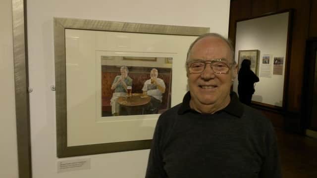 John Sprakes with his picture of the Mason's Arms in Doncaster, on show at Doncaster Museum and Art Gallery