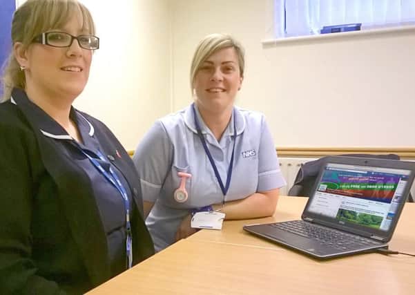 School nurse Emma Gorvett is pictured (left) with Layla Barnes, healthcare support worker, with the school nursing Facebook page.