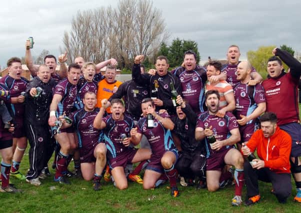 Toll Bar ARLFC celebrate winning PARL Division One in 2014.  Picture: Malcolm Billingham