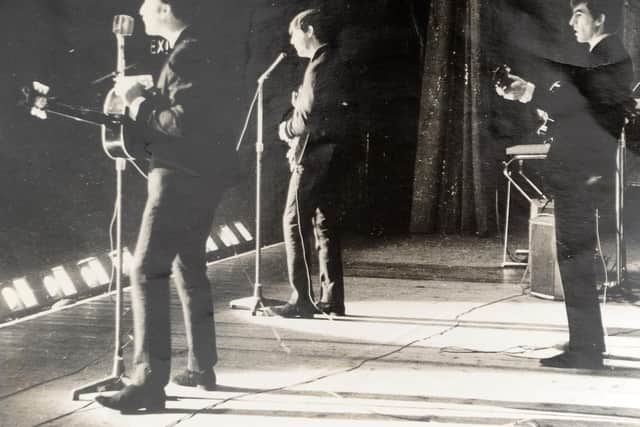 The Beatles on stage at The Gaumont.