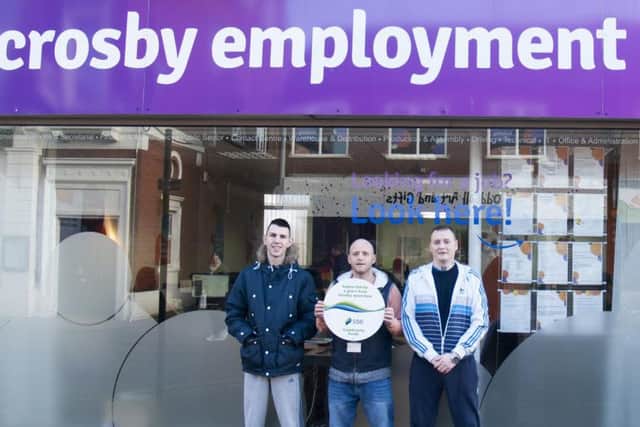 From l to r service user Ashley Fletcher; project worker Luke Broughton  and service user Garylee Taylor .