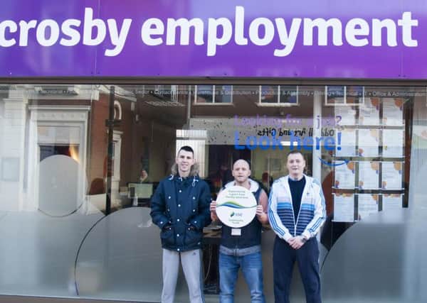 From l to r service user Ashley Fletcher; project worker Luke Broughton  and service user Garylee Taylor .