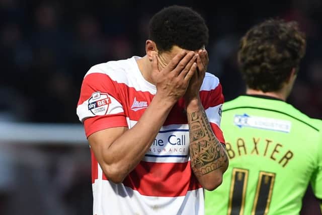 AGONY: Rovers' Nathan Tyson looks dejected after defeat to the Blades.  Picture:  Howard Roe