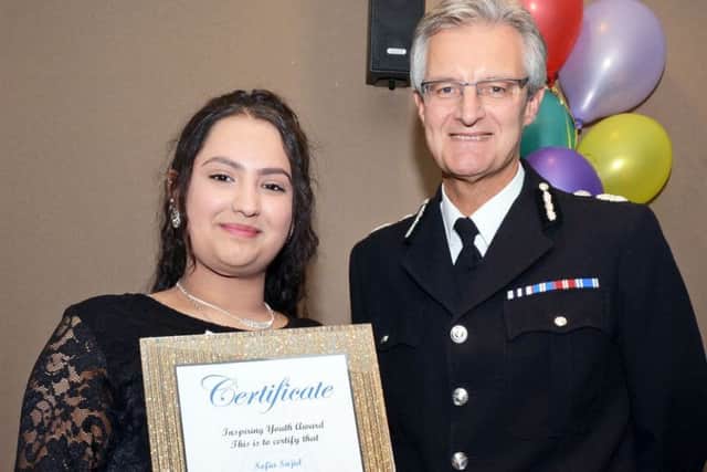 Sofia Sajid with David Crompton