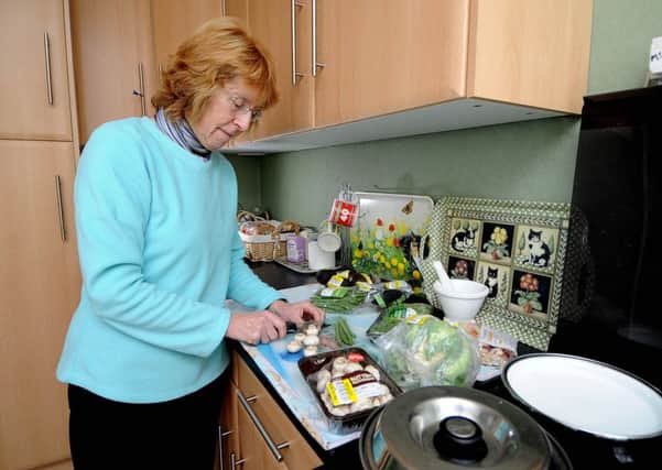 Ilona Richards, 68, of Burton-Upon-Stather, near Scunthorpe, could be Britain's most frugal pensioner she buys practically all her food with reduced labels from her local super markets saving her hundreds each year.  Picture James Hardisty.