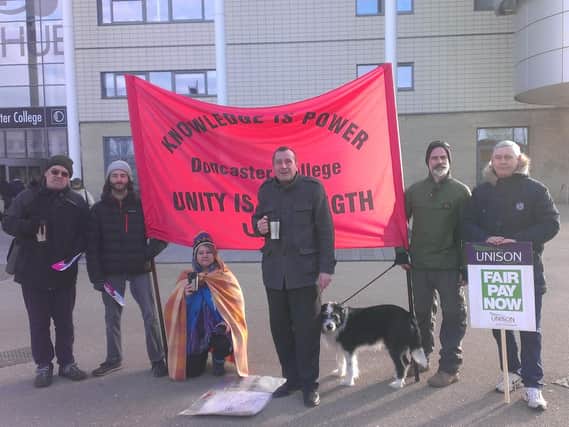 Picket line outside Doncaster College