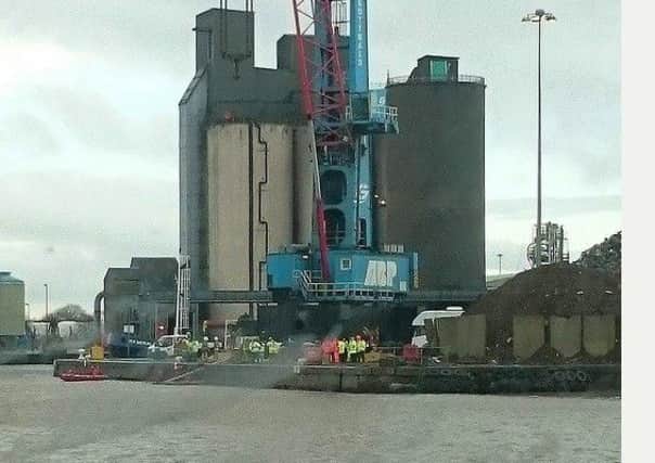 Emergency services at Mineral Quay on Immingham Dock