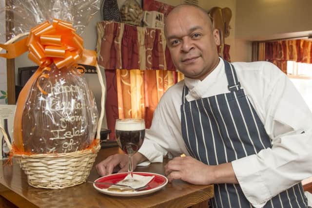Epworth Bells reader offer. Chef Chris Brown with an Irish Coffee at The White Bear in Epworth