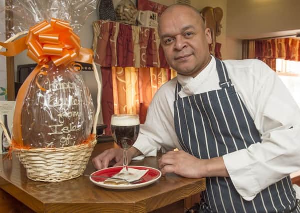 Epworth Bells reader offer. Chef Chris Brown with an Irish Coffee at The White Bear in Epworth