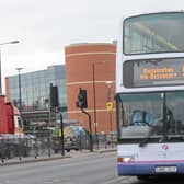 Buses pictured travelling along Trafford Way. Picture: Marie Caley NDFP Buses MC 11
