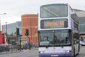 Buses pictured travelling along Trafford Way. Picture: Marie Caley NDFP Buses MC 11