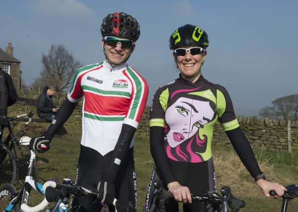 Cyclists complete The Seven Hills Sportive final climb at Ringinglow in Sheffield
Mens winner Kieran Wynne-Cattanach and Womens winner Natalie Creswick
Picture Dean Atkins