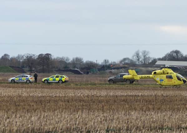 Emergency services including the Yorkshire Air Ambulance attend an incident on Moor Lane near the junction with Low Levels Bank. Picture: Marie Caley NEPB Incident MC 1