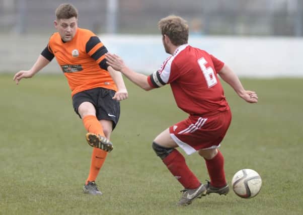 Action from Harworth (orange) against Thorne.
