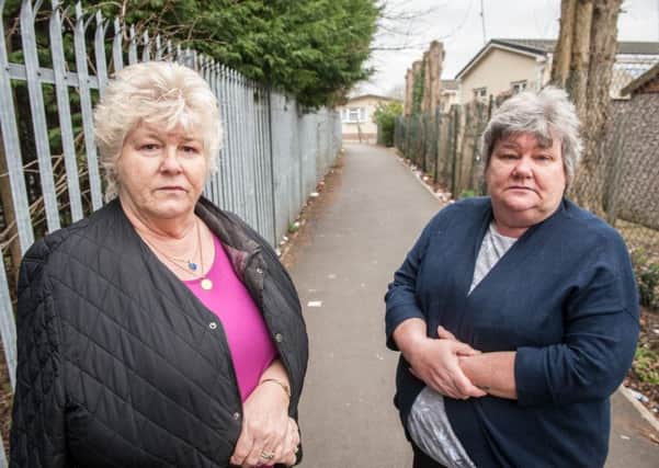 Residents Elaine Jarvill and Diana Hastead who want Doncaster Council to put street lighting around the alleyways that surround their homes at Balby
Picture Dean Atkins