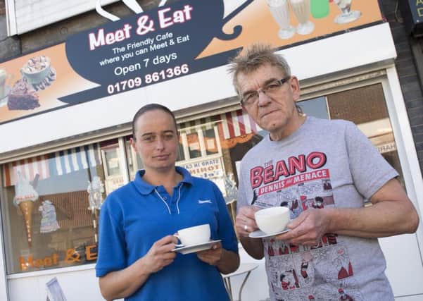 SYT Offer - Free Tea/Coffee at the Meet and Eat cafe on Church Street, Conisbrough. Diane Rothery and John Turner