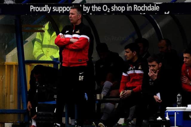 Darren Ferguson in the dugout at Spotland