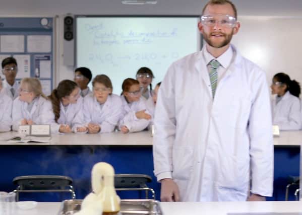 Mat Galvin (still from the upcoming
national ad) and a quote below:
Mat Galvin is Head of Science and Assistant Head Teacher at the Firth
Park Academy in Sheffield. Mat has been selected as one of the
countrys most inspiring and talented classroom teachers to star in
the Your Future Their Future campaign,