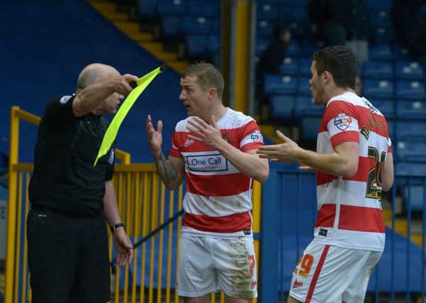 Rovers' Gary McSheffrey and Harry Middleton complain to the liseman after Andy Williams' goal is disallowed