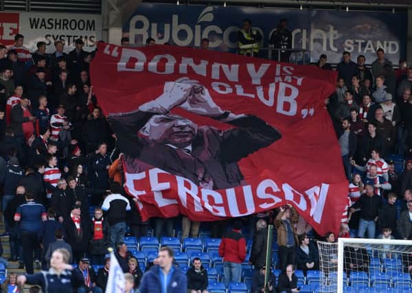 Rovers fans showed their support for boss Darren Ferguson on Tuesday.