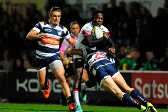 Tyson Lewis, pictured in action against Yorkshire Carnegie earlier this season.