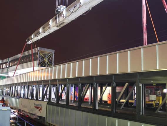 A bridge to connect the new platform 0 with the rest of Doncaster train station was installed last weekend. Picture: Network Rail.