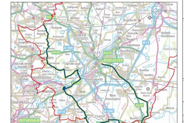 The Tour route through the Doncaster region.