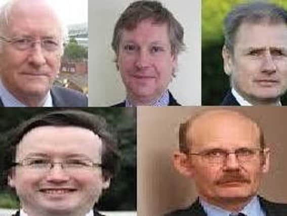 PCC candidates. Top row (L-R): Dr Alan Billings, Ian Walker, Gavin Felton.
Bottom row (L-R): Joe Otten and Dave Allen,