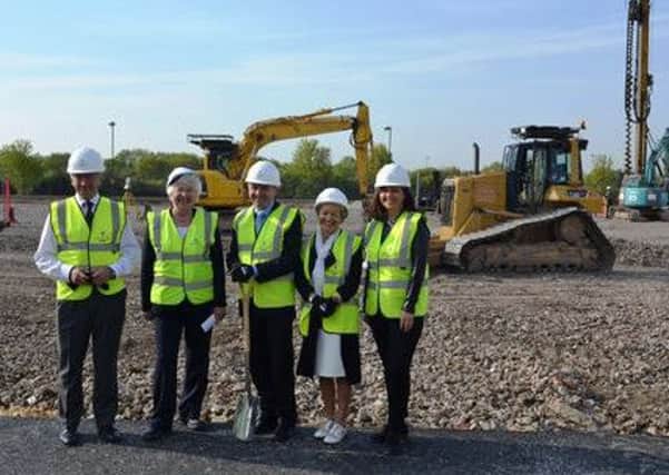 L to r:- Chair of the corporate board for the National College for High Speed Rail Terry Morgan, Doncaster mayor Ros Jones, minister of state for transport Robert Goodwill, Rosie Winterton MP and Caroline Flint MP.