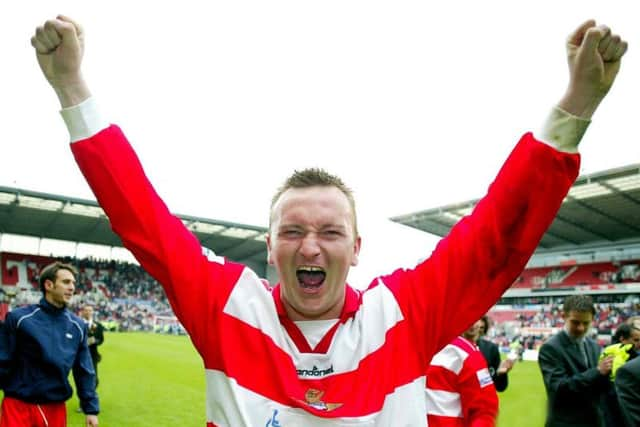 "Sir" Francis Tierney celebrates his momentous golden goal.