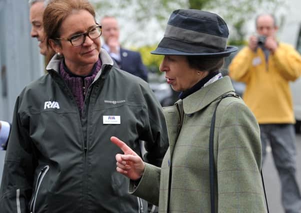 HRH Princess Anne Visit to Ulley sailing Club. HRH Princess Anne is welcomed to Ulley Sailin Club by Chief Executive of the Royal Yachting Association, Sarah Treseder.