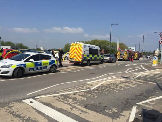 Emergency services were called out to St Mary's Bridge after a man accused of shoplifting threatened to 'throw himself off'.
