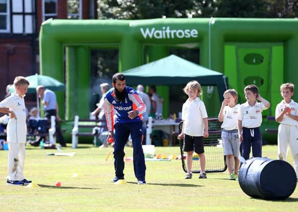 Moeen Ali of England takes part during the ECB Coaching Session at Elworth CC