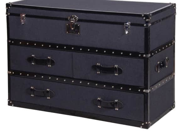 Undated Handout Photo of the Cole grey fabric bar chest trunk, upholstered in grey felt, 355, available from Alexander and Pearl. See PA Feature INTERIORS Fathers Day. Picture credit should read: PA Photo/Handout. WARNING: This picture must only be used to accompany PA Feature INTERIORS Fathers Day. WARNING: This picture must only be used with the full product information as stated above.