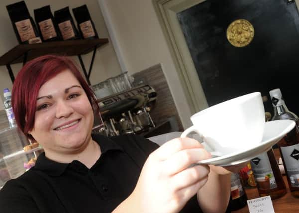 Steph Trickett, of Bank Coffee House, Swinton with a cup of coffee. Picture: Andrew Roe