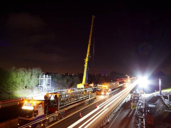 A superspan gantry crossing the M1 near Sheffield is set to be installed on Monday