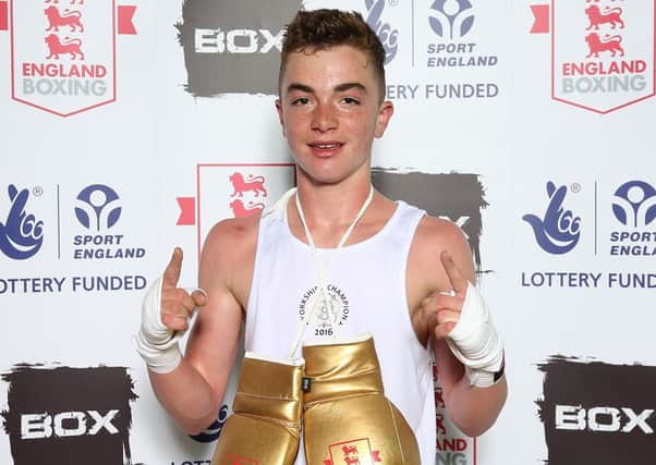 Doncaster Boxing Academy fighter Henry Tyers after winning the 50kg title at the England Boxing Schoolboys Championships in 2016