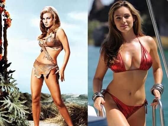 1960s beauty Raquel Welch (left) voted top bikini body of all time with Kelly Brook, fourth overall, first 21st century woman in the poll.