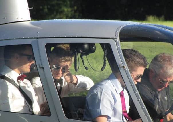 Alex Lambert, aged 16, of Doncaster, who is working his way towards gaining his pilots license and flew himself and two friends to the Rigewood School year 11 prom, at Castle Park, in 2016.