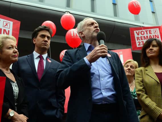 Jeremy Corbyn with Doncaster Labour MPs Rosie Winterton, Ed Miliband and Caroline Flint.