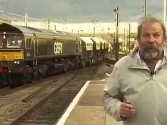 Trainspotter Dick Strawbridge shares his excitement as Evening Star arrives in Doncaster. (Photo: Jim Waterson/BBC/Twitter).
