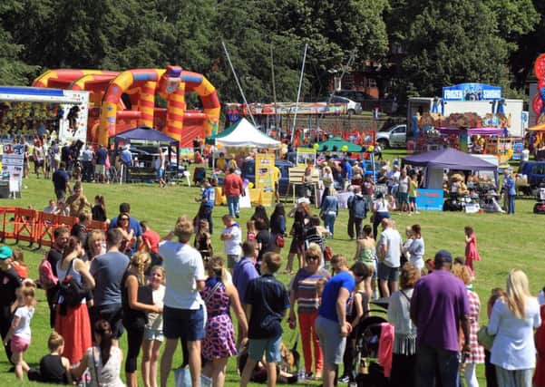 Big crowds enjoyed the day at the Townfield Gala in Doncaster. Pictured on the DIVE stand are Colin Findley, Kayden Roe, and Lewis Shaw. Photo: Chris Etchells