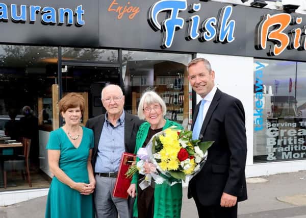Bill and Elsie Turnbull, centre, with Eileen Harrington and Nicholas Craven of Co-op Funeralcare.