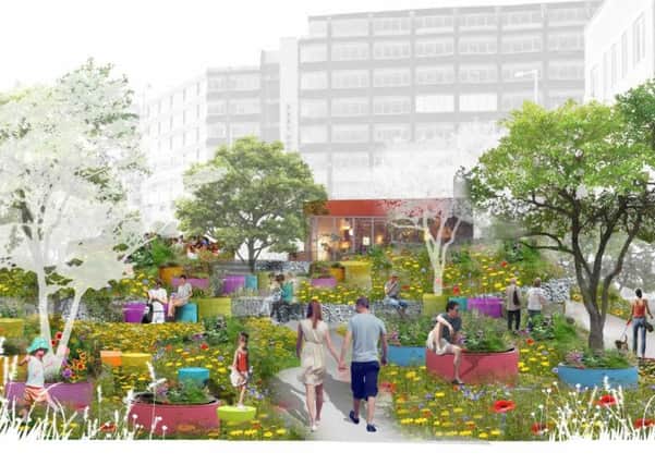 An artist's impression of Love Square pocket park, between Bridge Street and West Bar.
