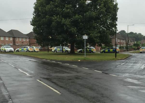 Police outside the Bechers Brook, Ascot Avenue, Cantley - near to the entrance of Cantley Park.