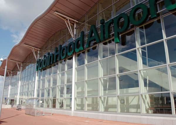 Robin Hood Airport near Doncaster.

Flights cancelled due to volcanic ash cloud over the UK.