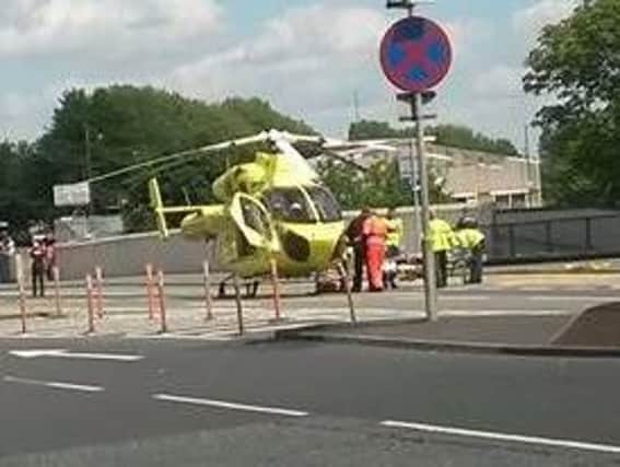 A man has just been airlifted to hospital following a two vehicle crash that has led to the closure of a major Doncaster road. Picture: Justin Knapton