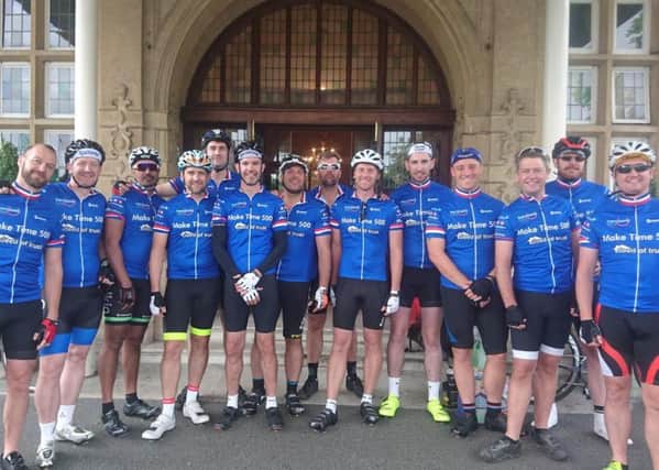 Cyclists who rode 500 miles across Europe for charity.